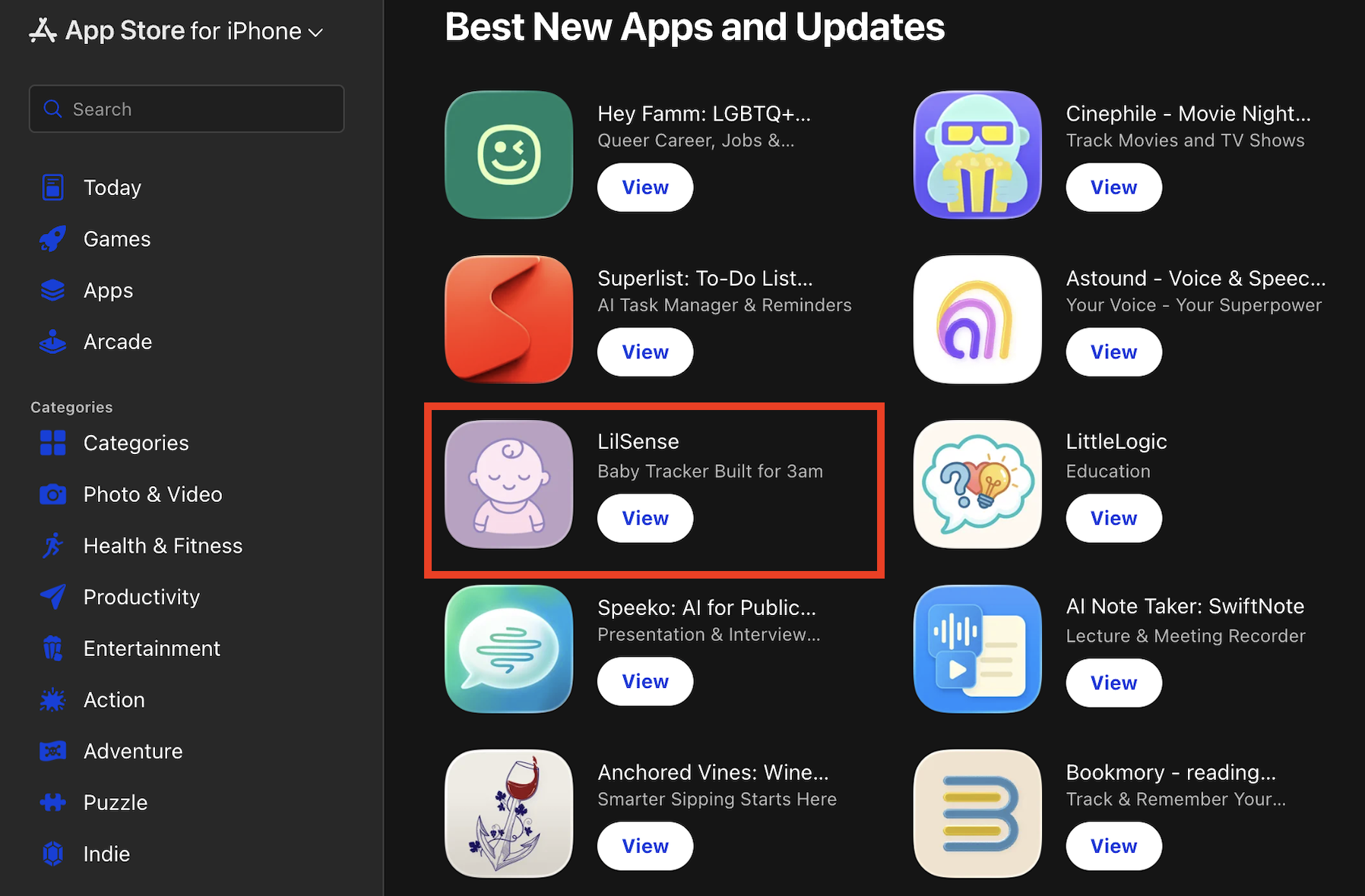 LilSense featured in Apple App Store — Best New Apps and Updates